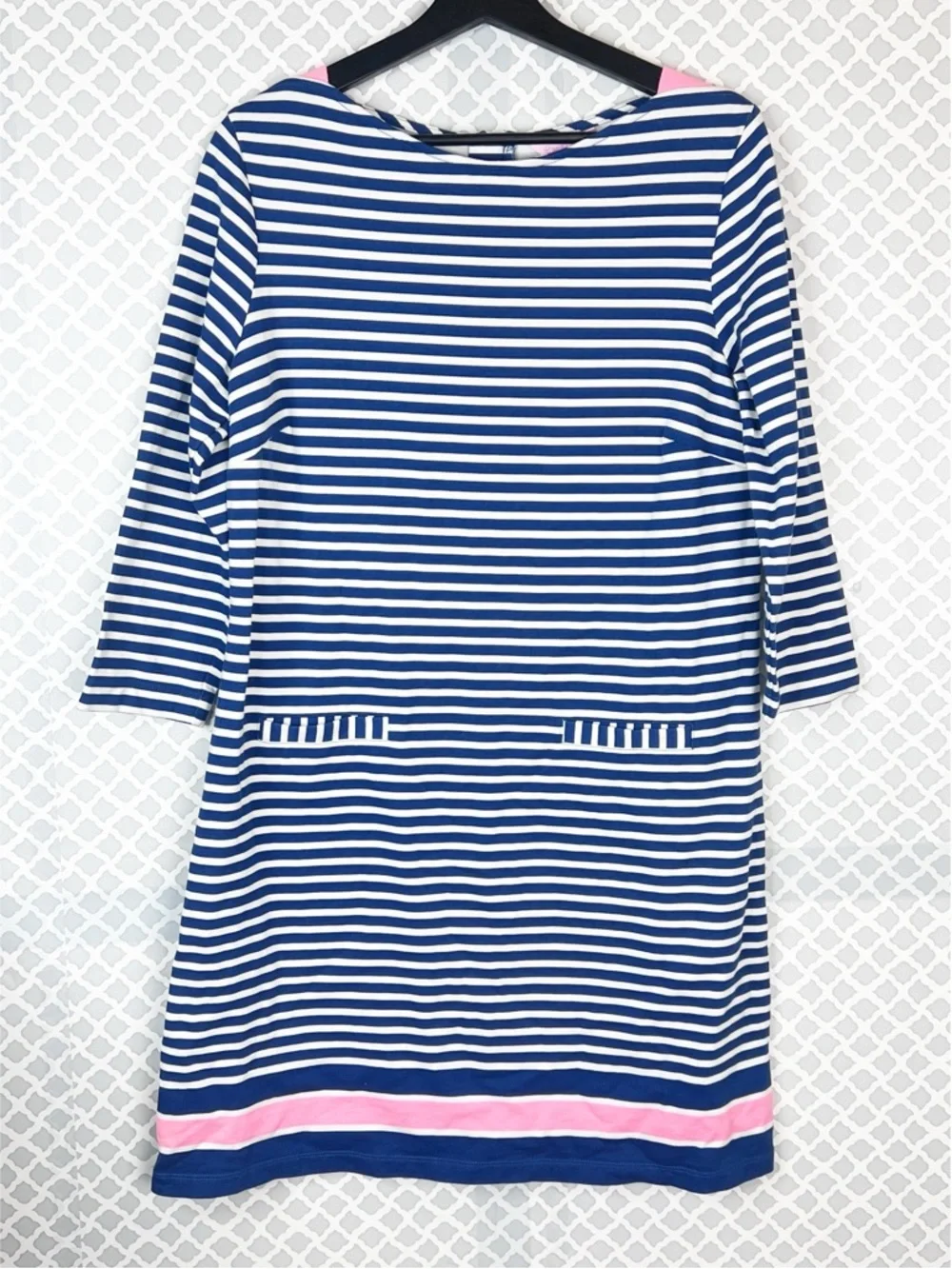 EUC Lilly Pulitzer Irina Boat Neck Striped Terry Knit Dress In Guava Melon